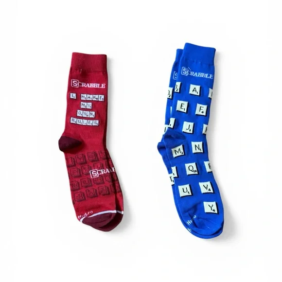 Scrabble Novelty Crew Socks - Red and Blue - Picture 1 of 4